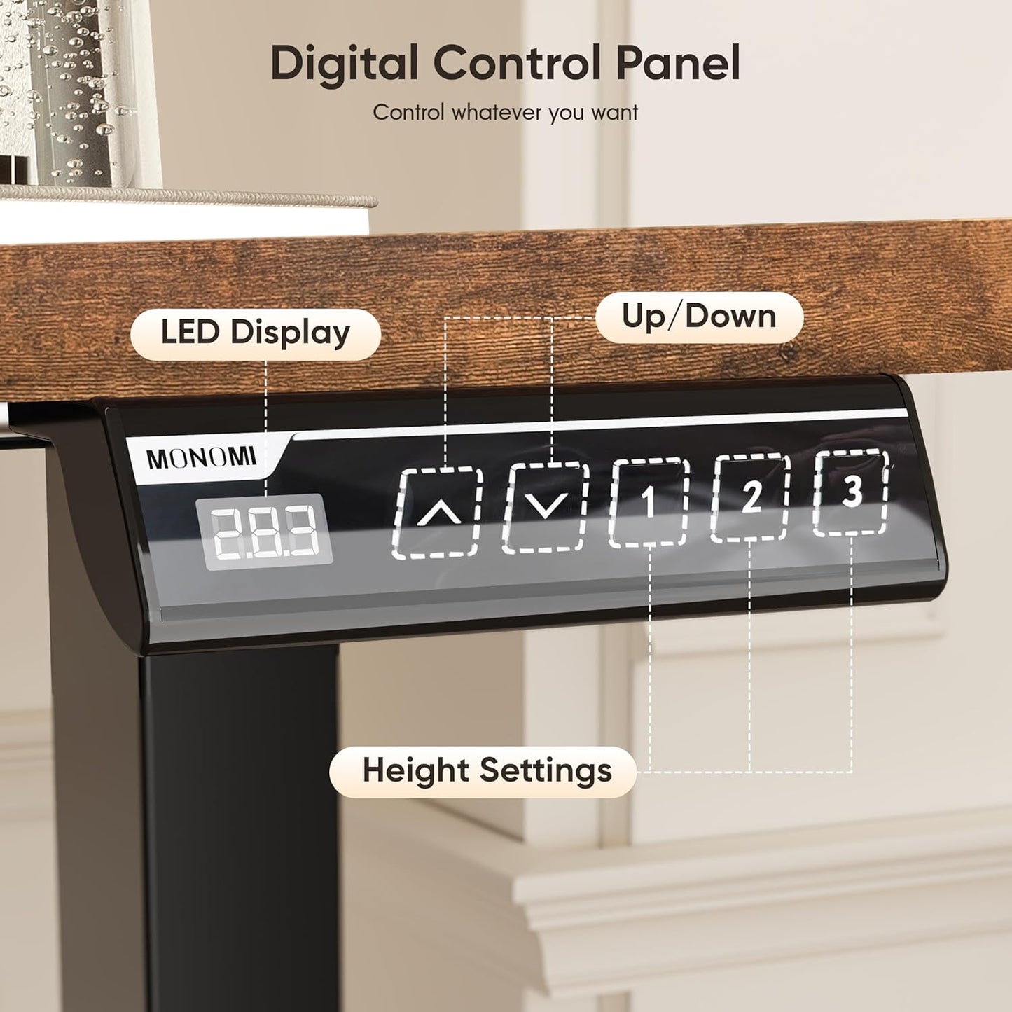 Standing Desk, 39.4'' Small Sit Stand up Rising Desks Height Adjustable Electric Standing Desk with 3 Memory Setting, Ergonomic Home Office Computer Desk Workstation, Rustic Brown