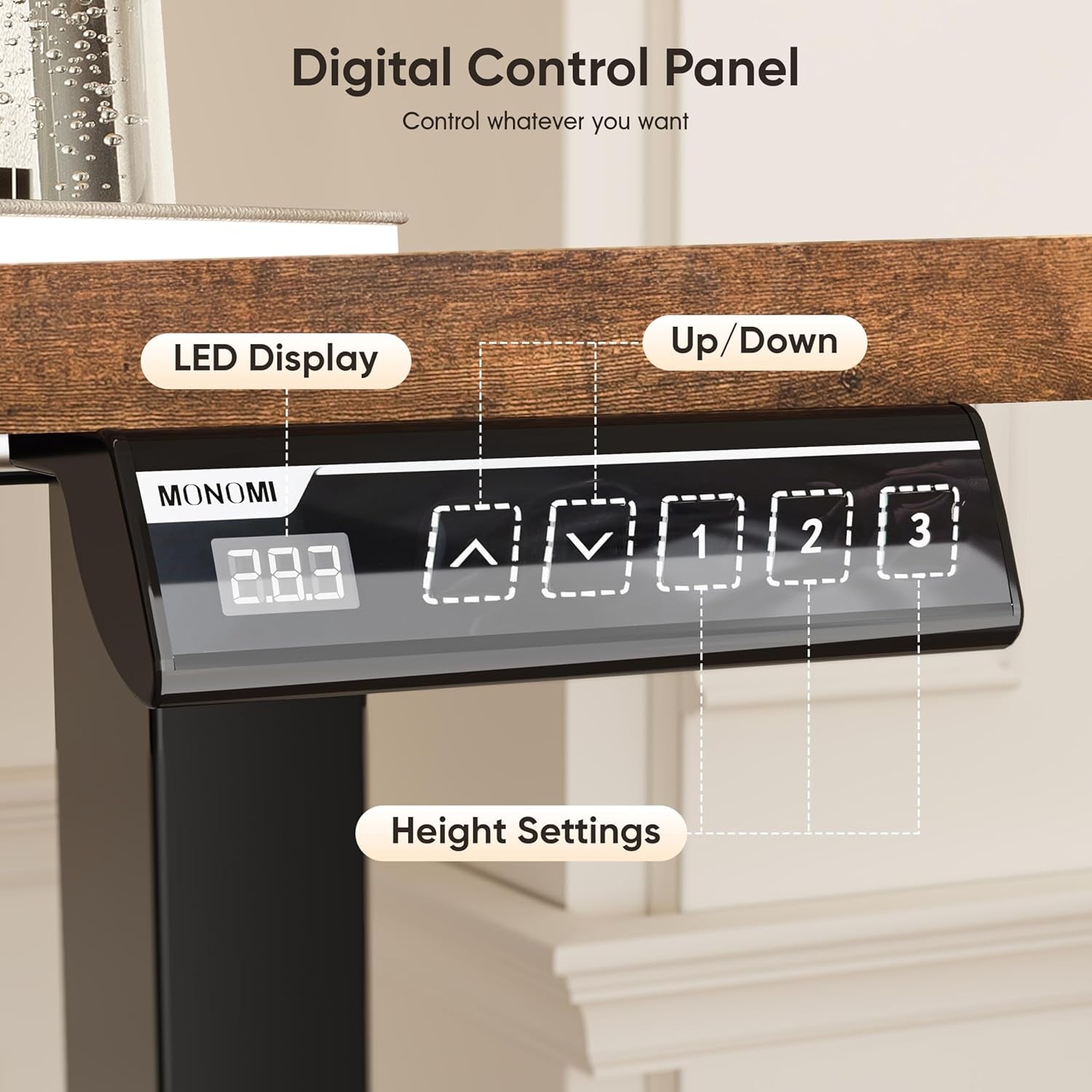 Standing Desk, 39.4'' Small Sit Stand up Rising Desks Height Adjustable Electric Standing Desk with 3 Memory Setting, Ergonomic Home Office Computer Desk Workstation, Rustic Brown