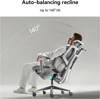 X7 Smart Ergonomic Chair, Office Chair, with Fully Automated Lumbar Tracking, 4D Adjustable Headrest, 720° Adjustable Armrests, Ventilated Seat Cushion, Swivel, Grey