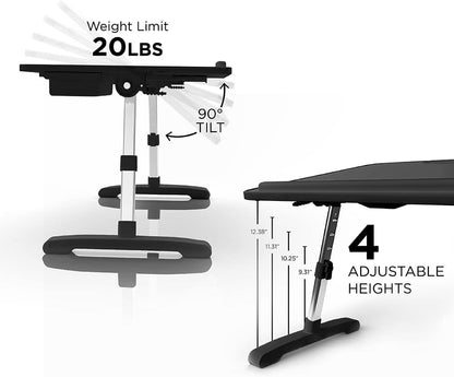 Limitless Totaldesk Portable Modern Workstation and Lap Desk with Adjustable Height & Tilt (Black)