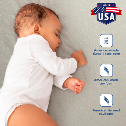 Posture Perfect Breathable Crib Mattress, GREENGUARD Gold Certified, Made in USA, 2 Stage Hybrid Memory Foam & 150 Premium Coils, Toddler Bed Fit, Safety & Quality Tested, 52X28"