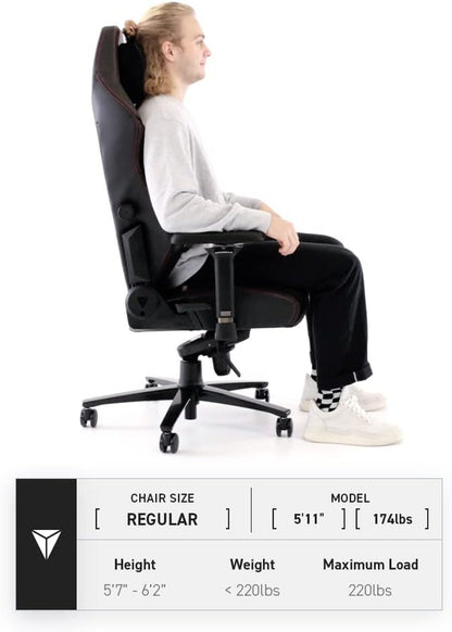Titan Evo Ash Gaming Chair - Reclining, Ergonomic & Heavy Duty Computer Chair with 4D Armrests, Magnetic Head Pillow & Lumbar Support - Big and Tall up to 395 Lbs - Gray - Leatherette