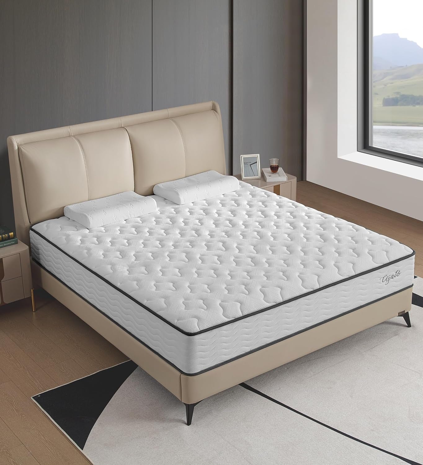 Queen Size Mattresses,10 Inch Memory Foam Hybrid Queen Mattresses in a Box White Mattress with Provide Sleep Support and Pressure Relief,Medium Firm,Certipur-Us.