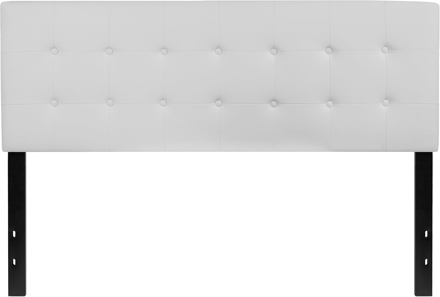 Lennox Tufted Upholstered Queen Size Headboard in White Vinyl