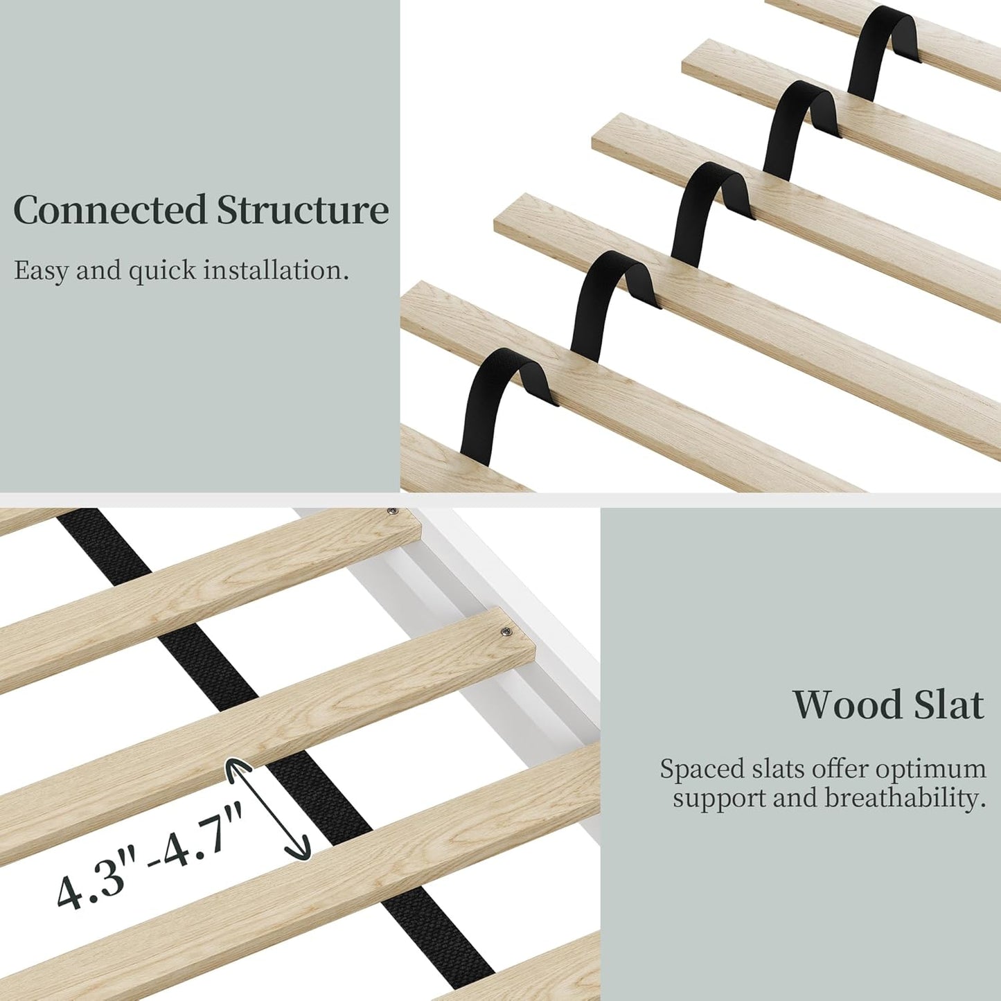 Wood Bed, Rubber Wood Platform Bed Frame with Headboard/Wood Slats, Farmhouse Style, No Box Spring Needed, Mattress Foundation, Noise-Free, Easy Assembly, Queen Size, White