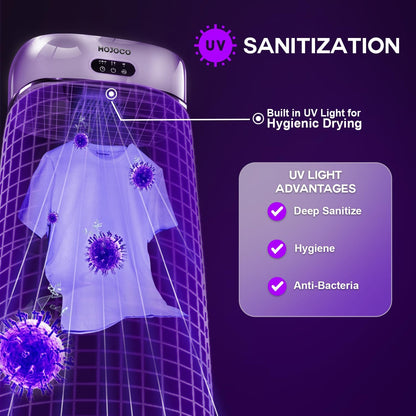 Portable Clothes Dryer - Mini/Compact Dryer for Apartment, RV, Travel - Small Quiet Fast-Drying Machine with Adjustable Timer & Hassle-Free Setup