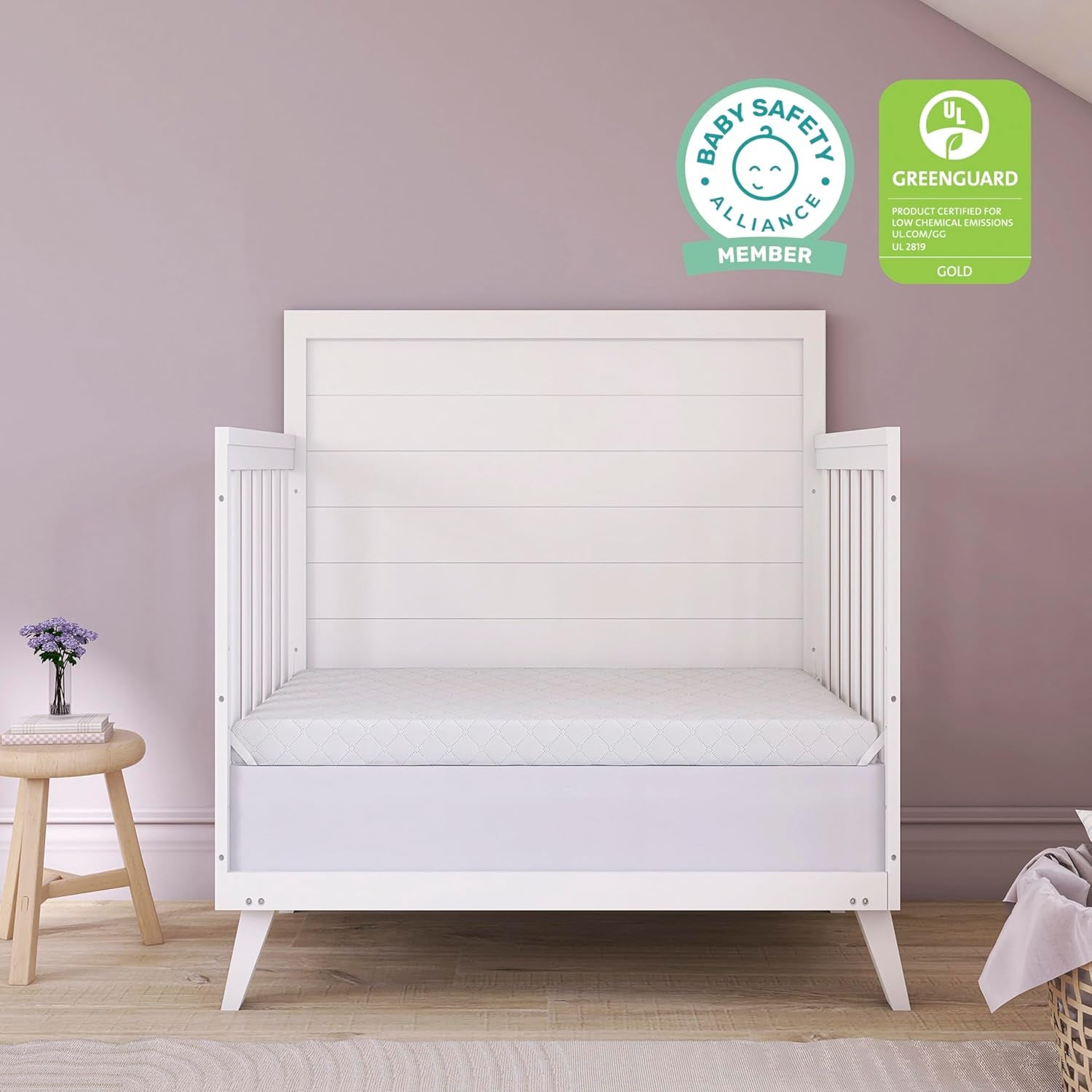 Holly 2-In-1 Mini Crib Mattress, Dual-Sided Infant & Toddler, Waterproof Cover, GREENGUARD Gold Certified, 38” X 24” X 3”, Fits Mini & Select Portable Cribs, Not for Playards