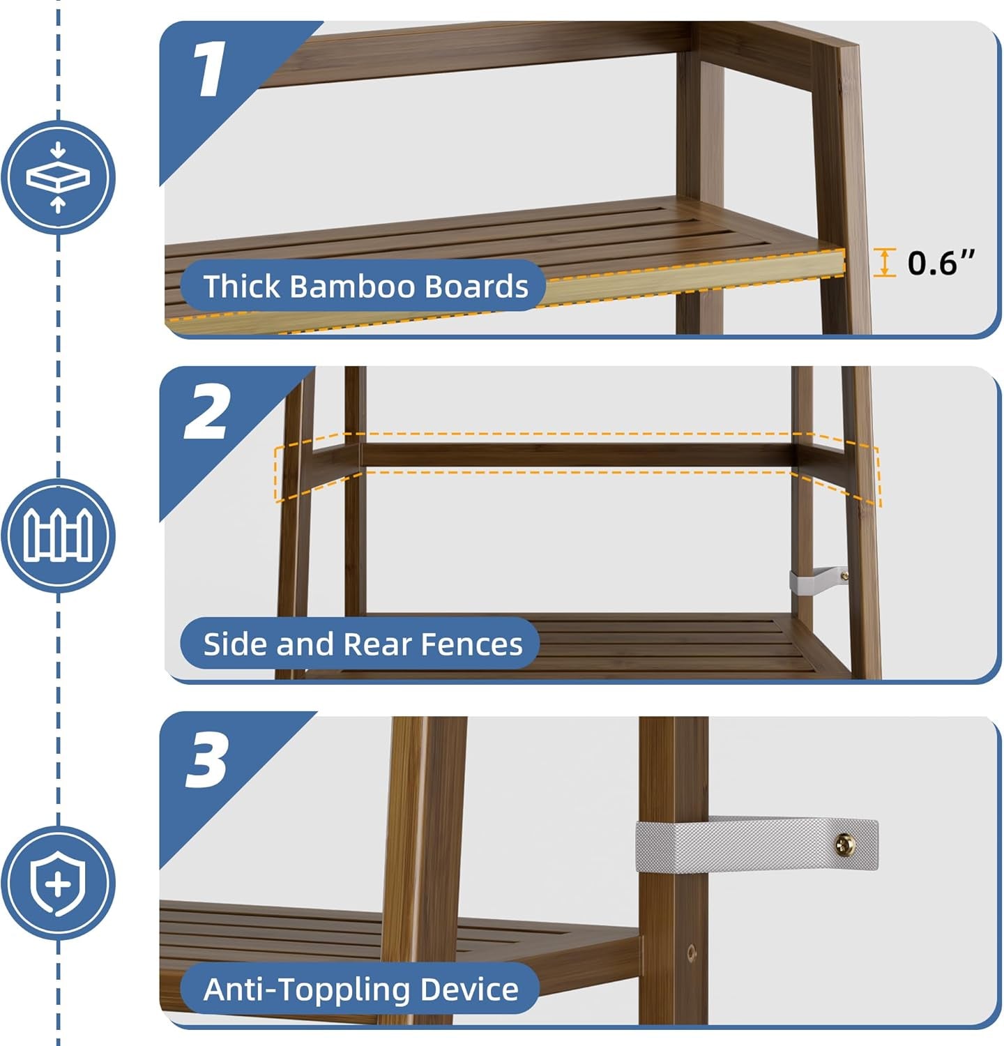 Ladder Shelf, 4-Tier Bamboo Bookshelf, Freestanding Open Display Storage Rack, Space Saving Flower Plant Display Stand for Bathroom Living Room, Walnut