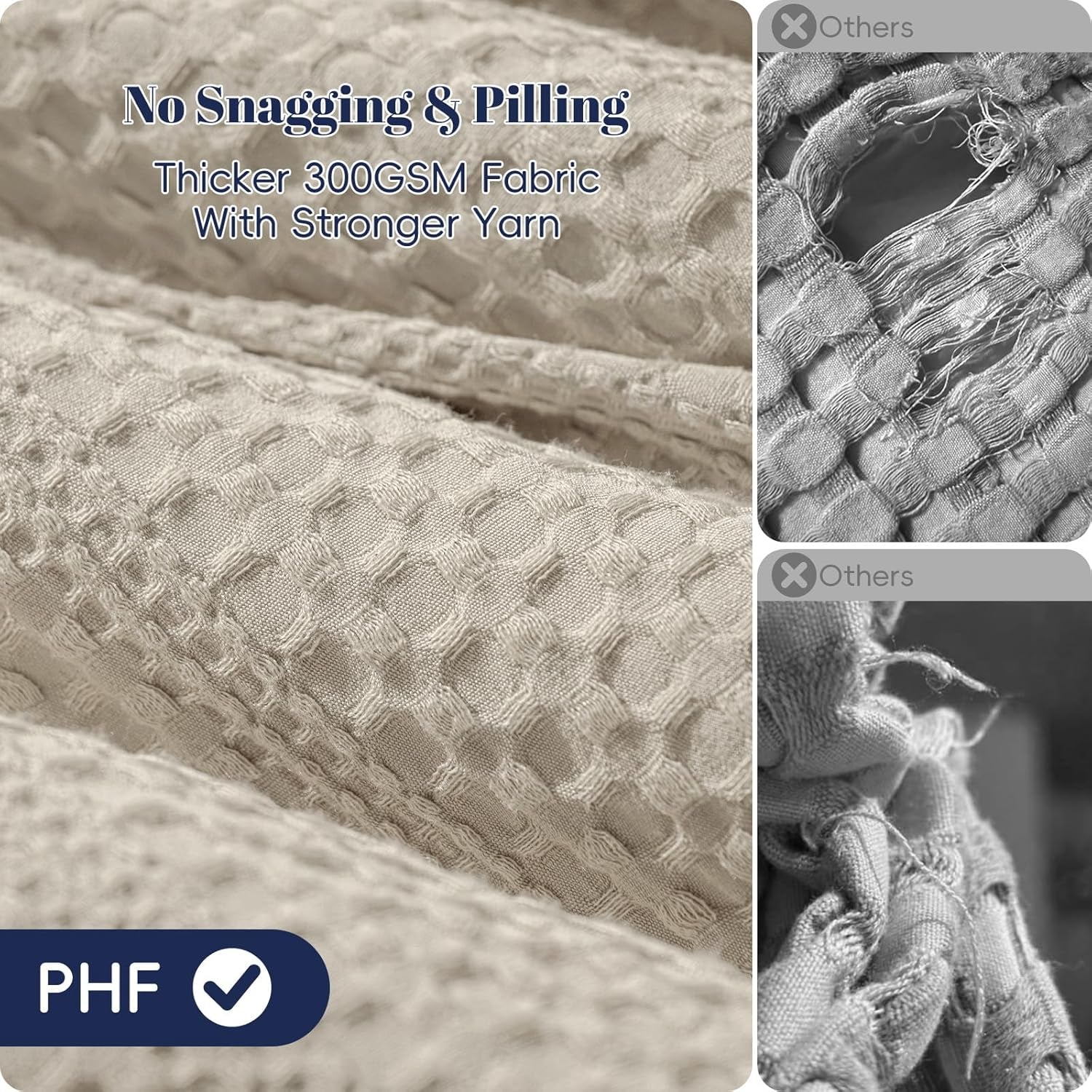 Soft Waffle Comforter Set King Size- Comfy Breathable Waffle Weave Comforter with 2 Pillow Shams, 3 Pieces Less Snagging Lightweight Textured Bedding Set for All Season, Natural/Linen