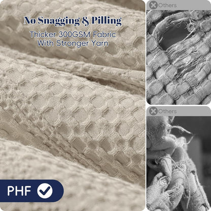 Soft Waffle Comforter Set King Size- Comfy Breathable Waffle Weave Comforter with 2 Pillow Shams, 3 Pieces Less Snagging Lightweight Textured Bedding Set for All Season, Natural/Linen