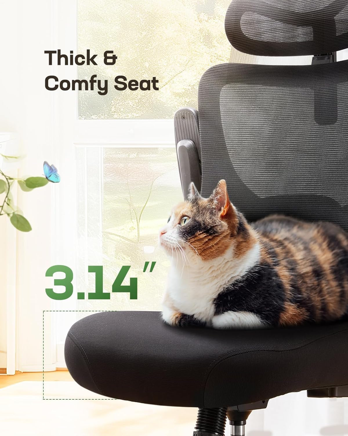 Ergonomic Office Chair: Office Desk Chair with High Back Mesh and Adjustable Lumbar Support Rolling Work Swivel Task Chairs with Wheel 3D Armrests and Headrest