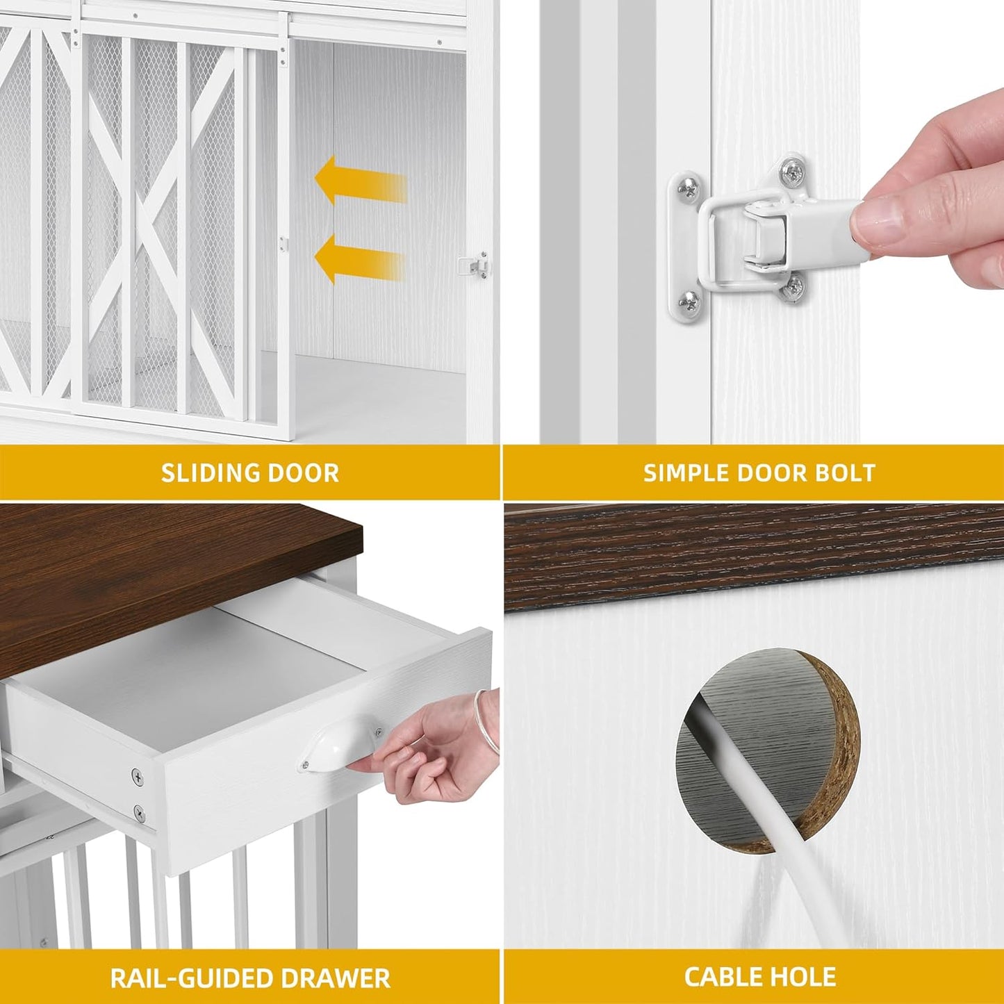 63 Inch Double Dog Crate Furniture for 2 Dogs, Heavy Duty Wooden Dog Crate TV Stand with Charging Station, Dog Kennel Indoor Furniture Double Sliding Barn Door Design Ideal for 2 Dogs, Oak