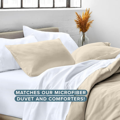 King Pillow Sham Covers - Set of 2 - Premium 1800 Ultra-Soft Microfiber - Double Brushed - Stain & Fade Resistant - Bed Pillow Shams - Pillows Not Included (Set of 2, Sand)