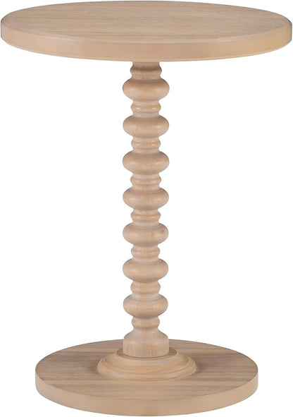 Tarkin round Natural Wood Turned Spindle Pedestal Side Accent Table