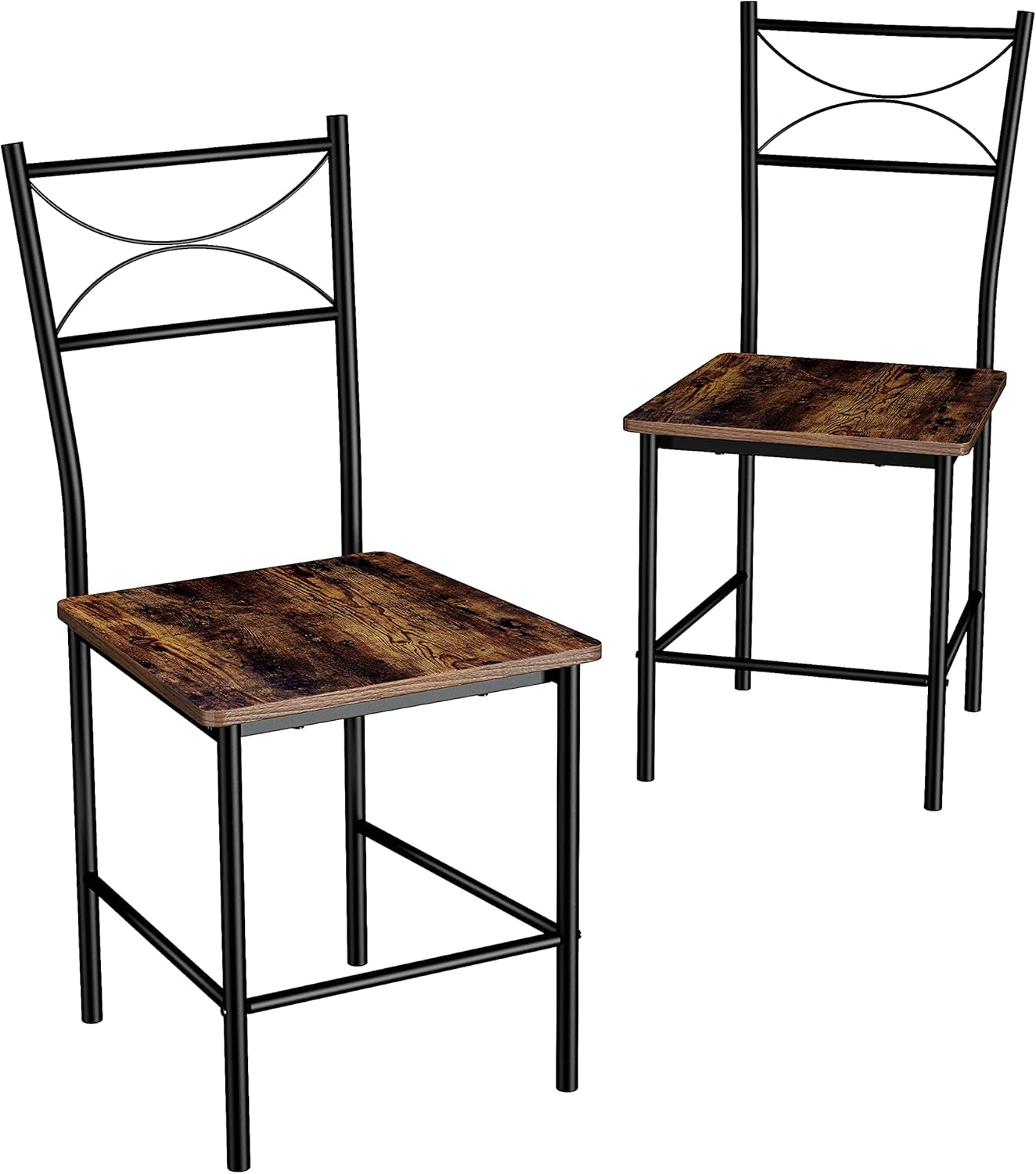 3-Piece Kitchen Dining Room Table Set for Small Spaces，Iron Wood Square Table with 2 Chairs for Kitchen Dining Room Furniture