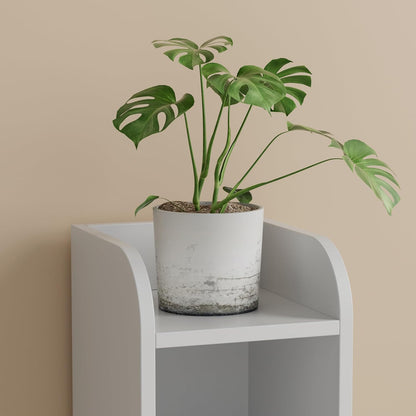 Small Bathroom Storage Corner Floor Cabinet with Door and Shelves, beside the Toilet Paper Stand for Skinny, Narrow Toilet Paper Cabinet, 7.9" D X 7.1" W X 31" H, White