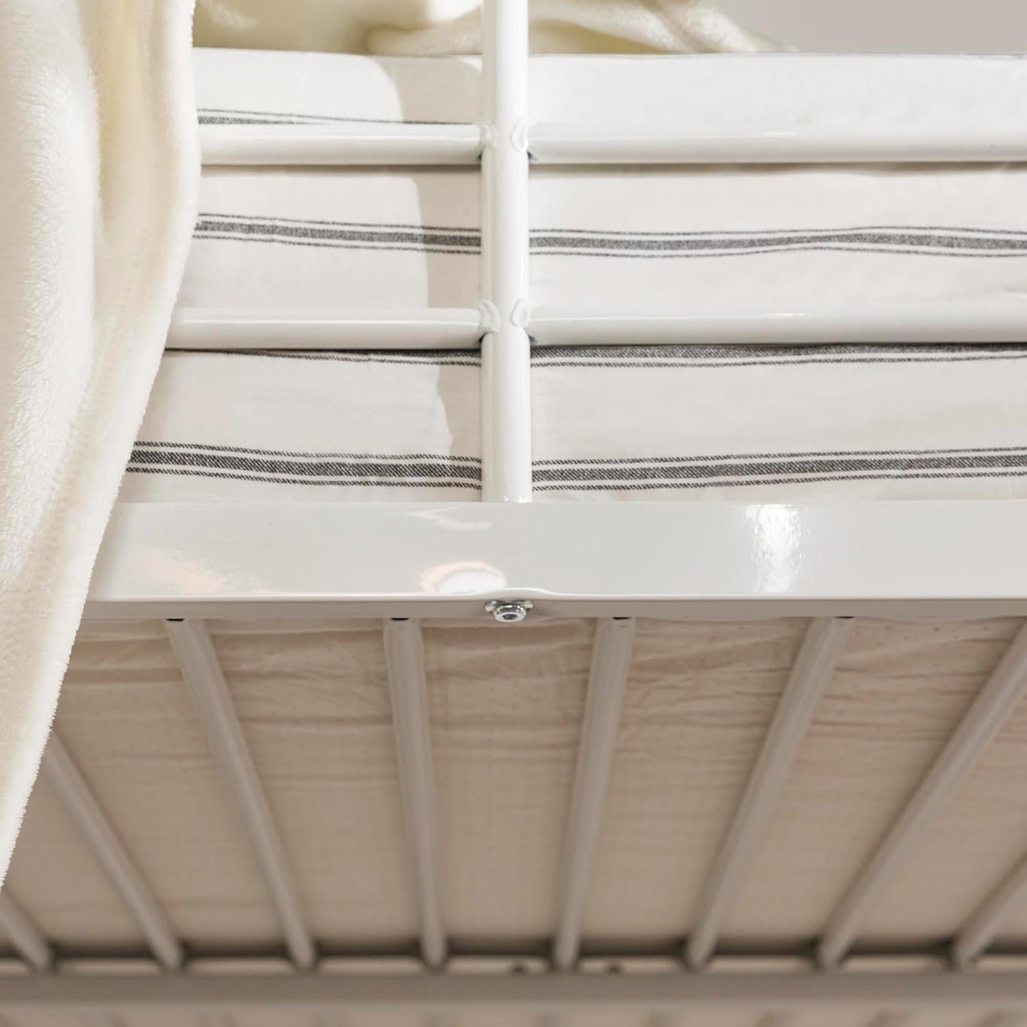 Timothee Urban Industrial Metal Double over Loft Bunk Bed, Full Double, White
