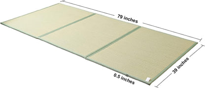 Tatami Mat (Twin 79" X 39" X 0.5"), Japanese Traditional Tatami Mattress, Natural Rush Grass Floor Tatami Futon Mattress for Sleeping, Sitting, Yoga, Relaxing (Twin)