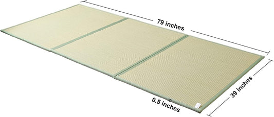 Tatami Mat (Twin 79" X 39" X 0.5"), Japanese Traditional Tatami Mattress, Natural Rush Grass Floor Tatami Futon Mattress for Sleeping, Sitting, Yoga, Relaxing (Twin)