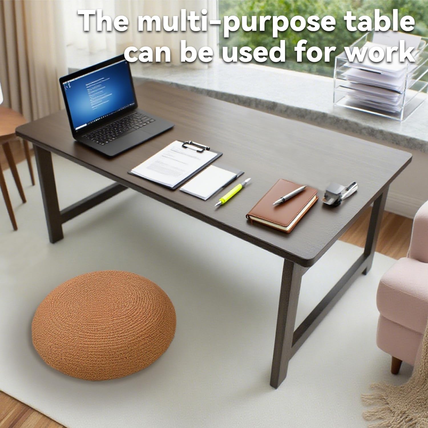 Japanese Folding Floor Table Foldable Coffee Tables Wood Low Tables Versatile for Sitting Dining Table Tea Tatami Desk No Assembly Unique (39.4 * 19.7 * 11.8 Inch)