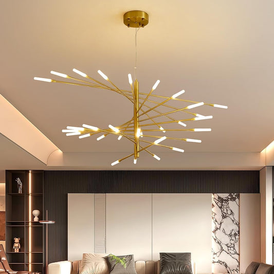 Fireworks LED Chandelier Nordic Modern Art Living Room Chandelier Remote Control Dimmable Color Villa Bedroom Dining Room