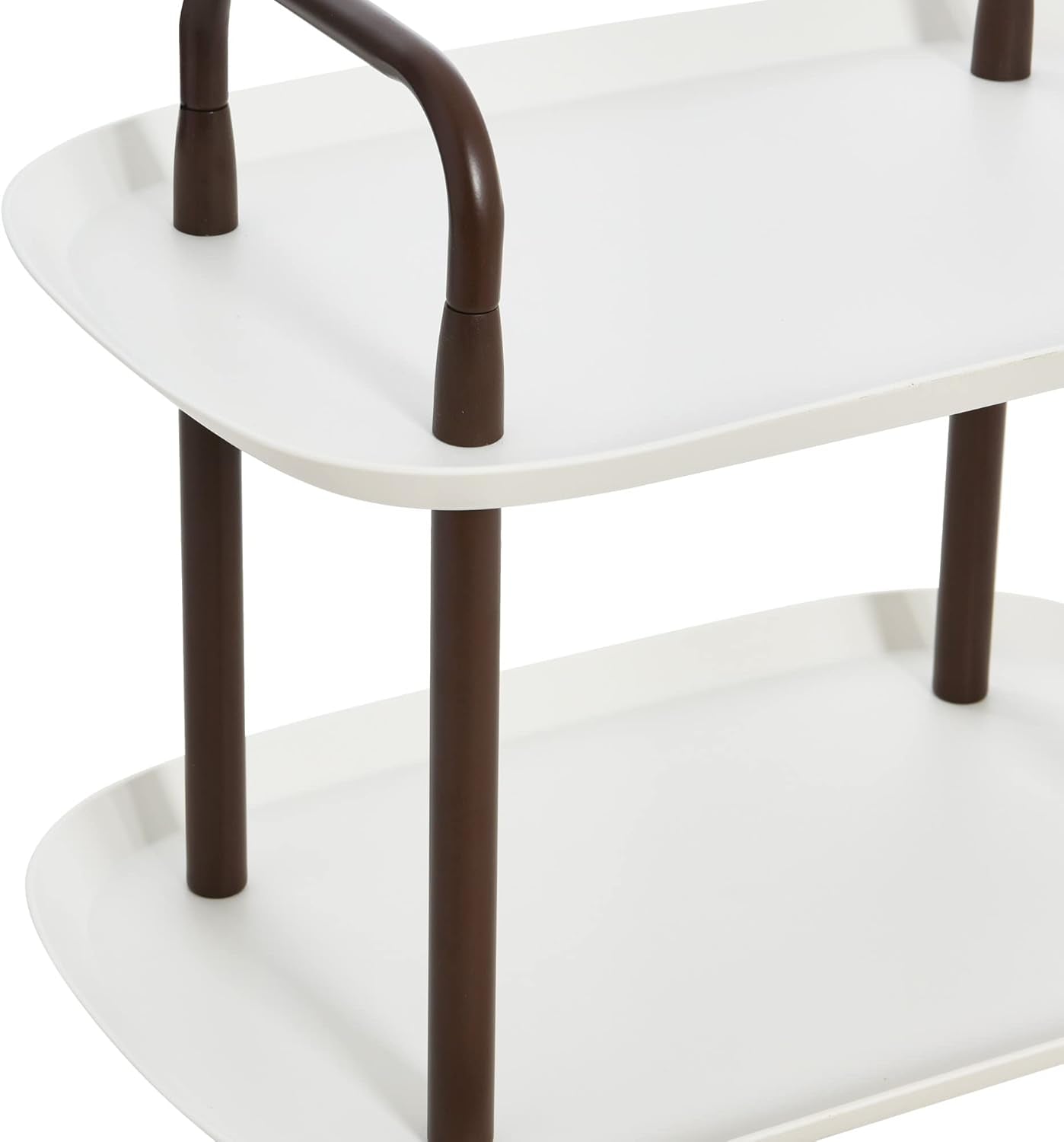Modern Plastic and Metal 2-Tier Trolley, White and Brown