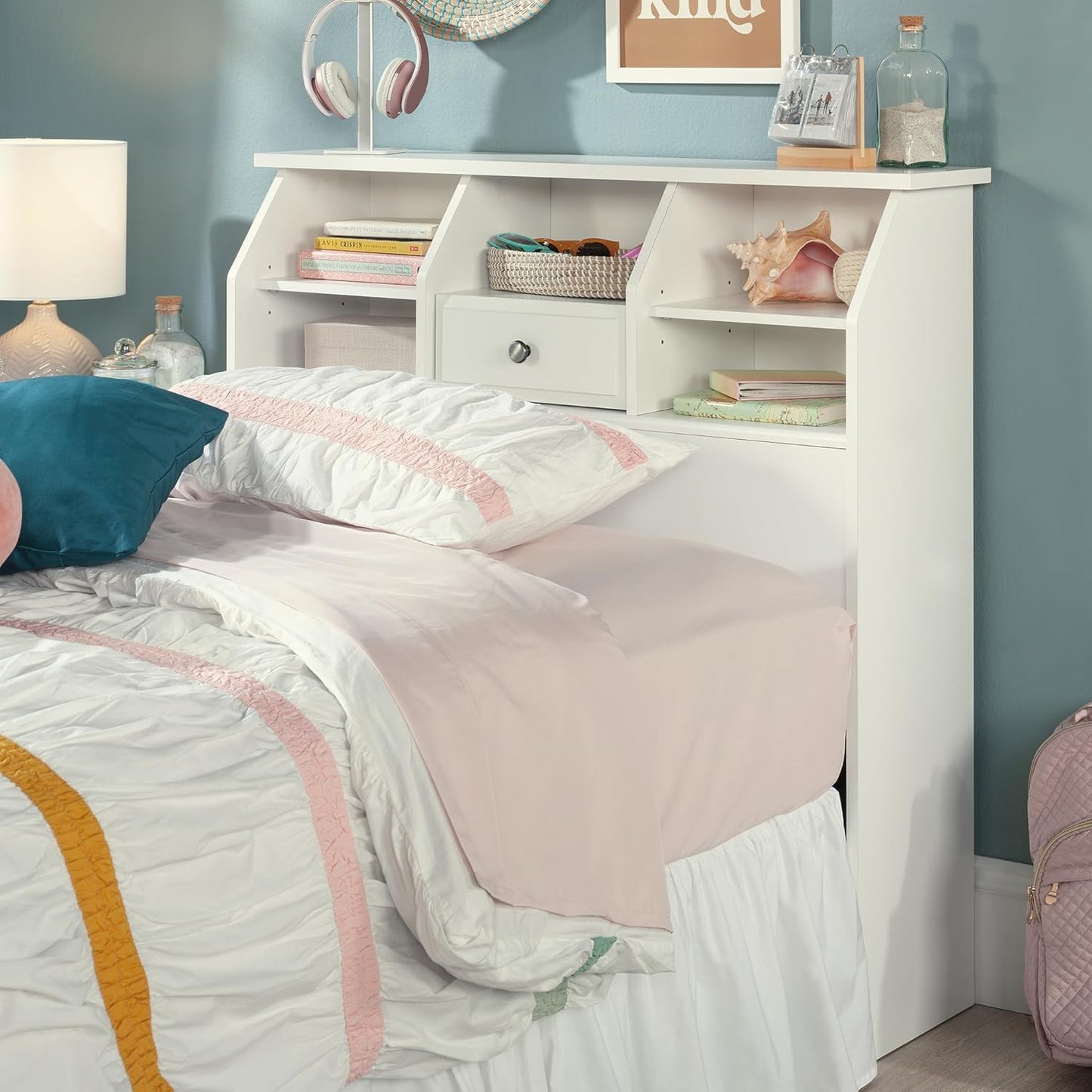 Shoal Creek Bookcase Headboard, Twin, Soft White Finish
