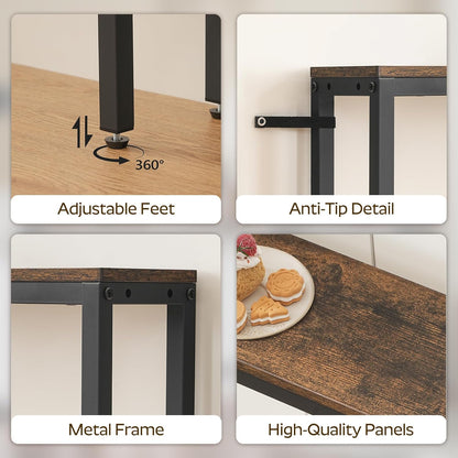 Narrow Console Table with Outlets, 70.9" Sofa Table Narrow Long, L Shaped behind Couch Entryway Table with Charging Station, for Living Room, Hallway, 3 Assembly Options, Rustic Brown CT07UBR