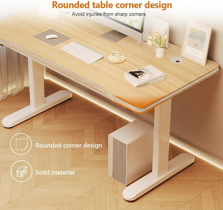 Gaming Desk Computer Writing Table for Home Office Student Art Modern Simple Style with T-Shaped Metal Bracket PC Wood Suitable for Offices&Bedrooms
