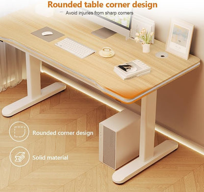 Gaming Desk Computer Writing Table for Home Office Student Art Modern Simple Style with T-Shaped Metal Bracket PC Wood Suitable for Offices&Bedrooms