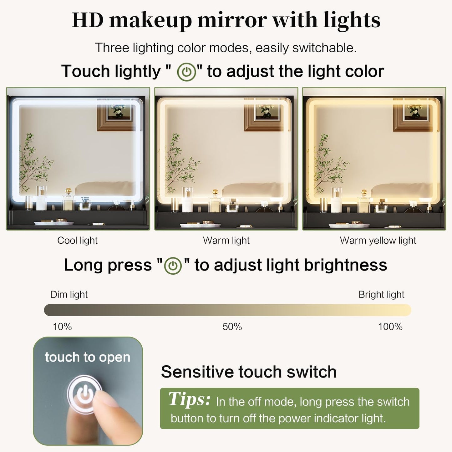 Makeup Vanity Desk with Lights, Vanities VT-89012