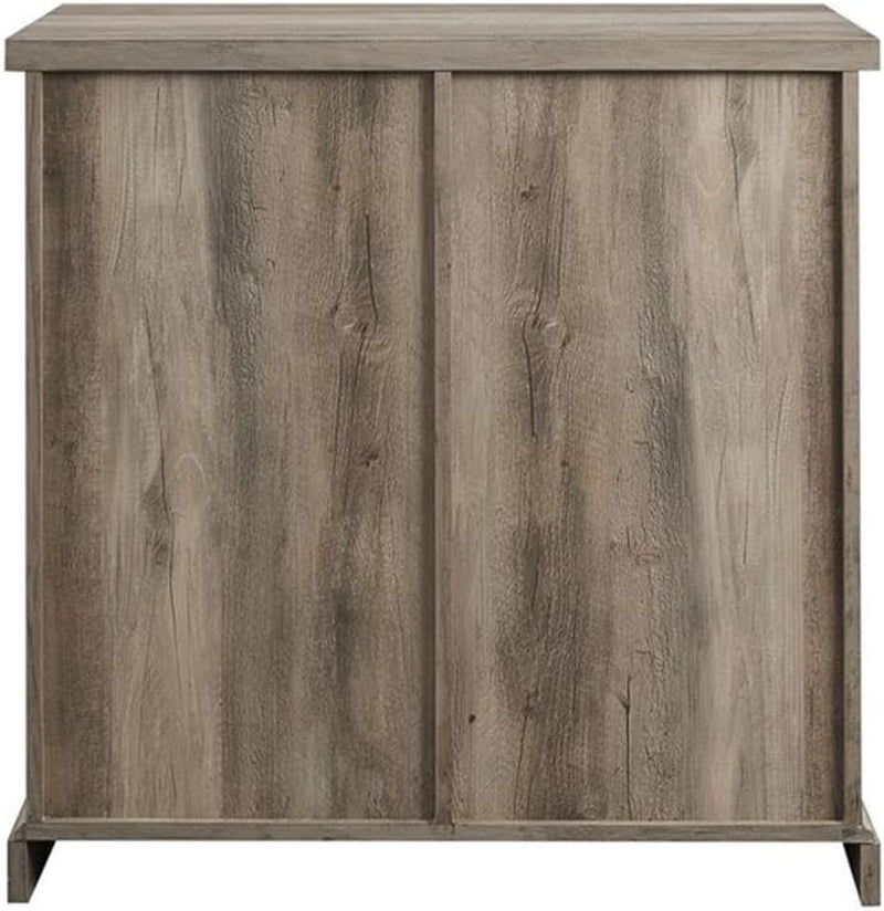 Abbey Modern Farmhouse Sliding X Barn Door Accent Console, 32 Inch, Grey Wash