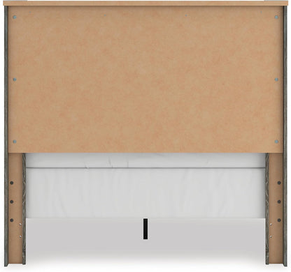 Signature Design by Ashley Frandern Rustic Panel Headboard with Nailhead, Full, Gray