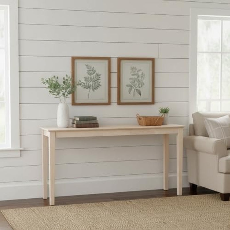 International Concepts Shaker Console Table, 60-Inch Long, Solid Parawood, Unfinished