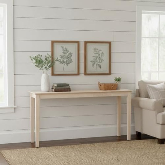 International Concepts Shaker Console Table, 60-Inch Long, Solid Parawood, Unfinished