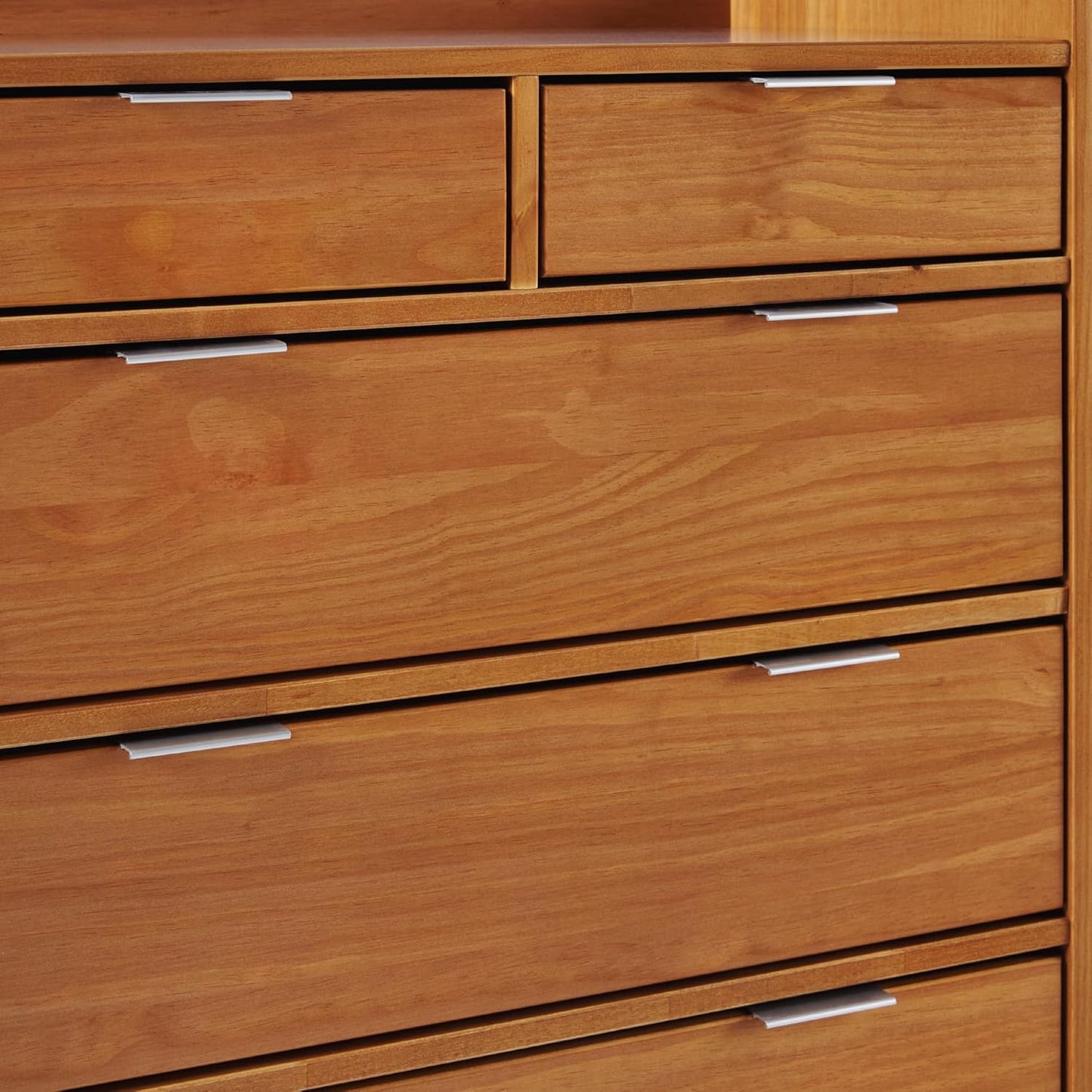 Blythe Mid-Century Modern Tray-Top Solid Wood 6-Drawer Dresser, 30 Inch, Caramel