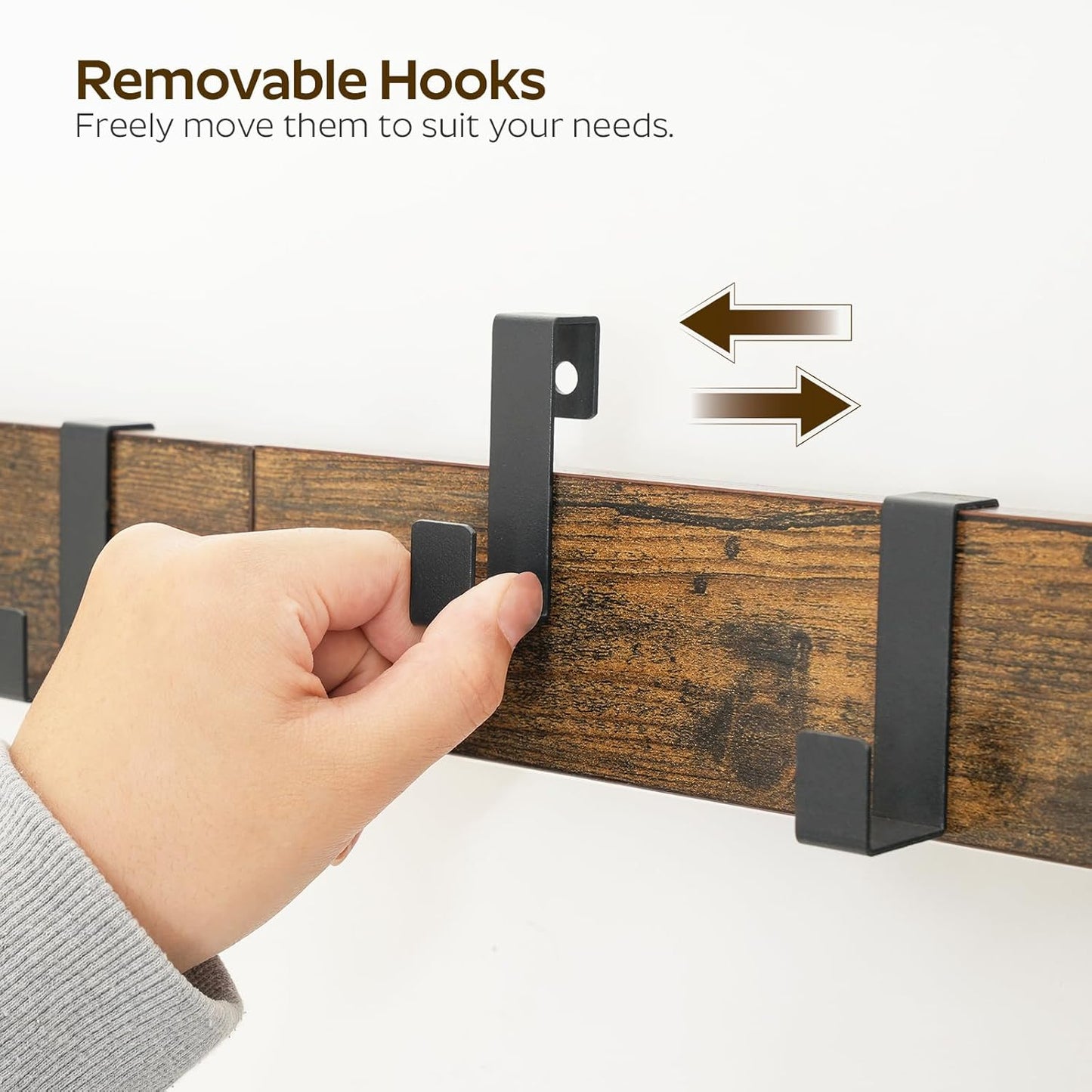 Hall Tree, Coat Rack with Shoe Bench, Entryway Bench with Shoe Storage, Multifunctional Entryway Storage Organizer, Metal Frame and 8 Movable Hooks, for Hallway, Rustic Brown MT01BR