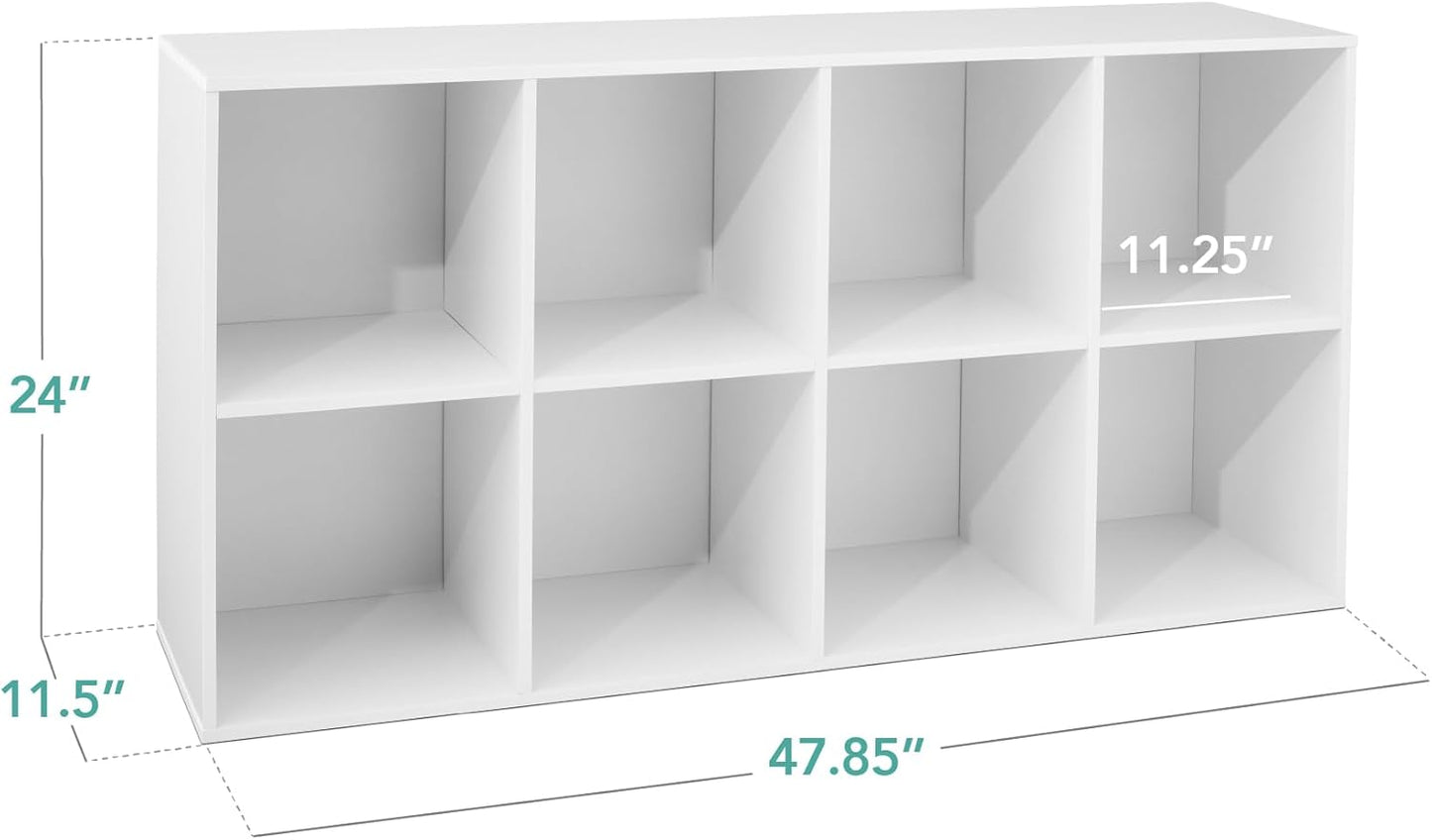 8-Cube Storage Organizer, 11In Shelf Opening, Bookcase, Display Shelf, Customizable W/ 3 Removable Back Panels – White