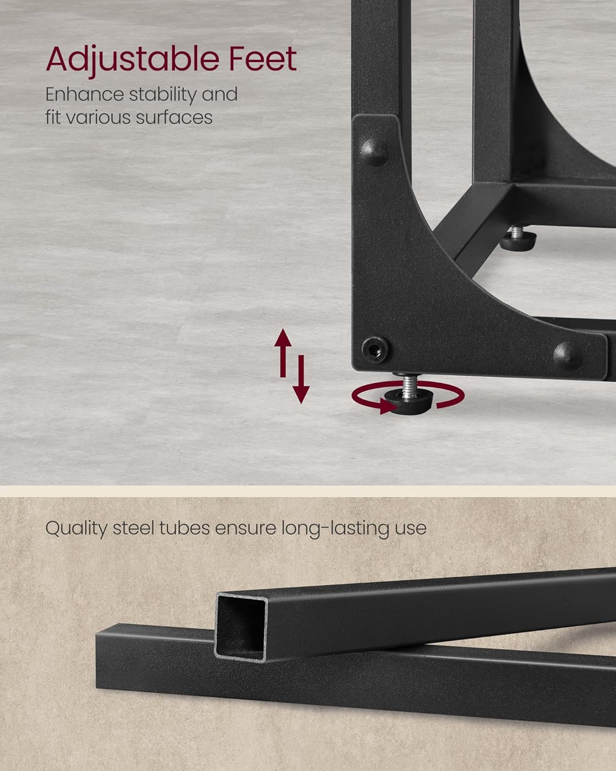 C-Shaped End Table Set of 2, Small Side Table for Couch, Sofa Table with Metal Frame for Living Room, Bedroom, Bedside, Greige and Black