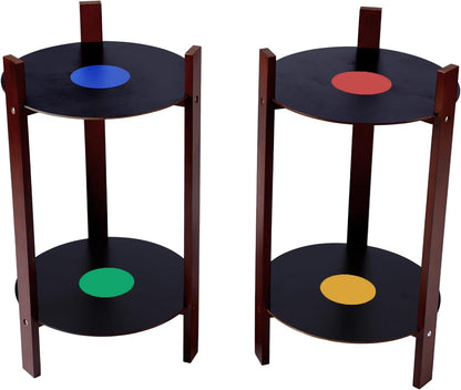 2 Pack Record Player Stand Retro 2-Tier End Table Small Sofa Coffee Side Tables Nightstand Bedside Stand Bedroom Record Holder and Multi-Functional End Table for Living Room