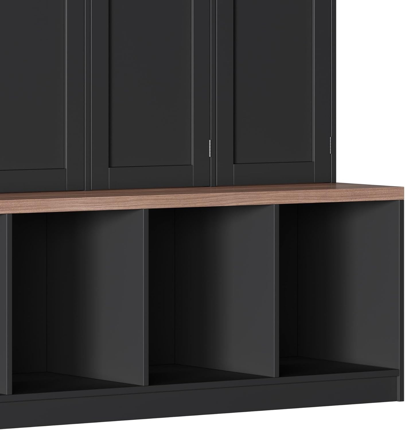 Hall Tree with Entryway Bench and Shoe Cabinet, Multi-Functional Seating Bench with 4 Hanging Hooks and 8 Doors, Black