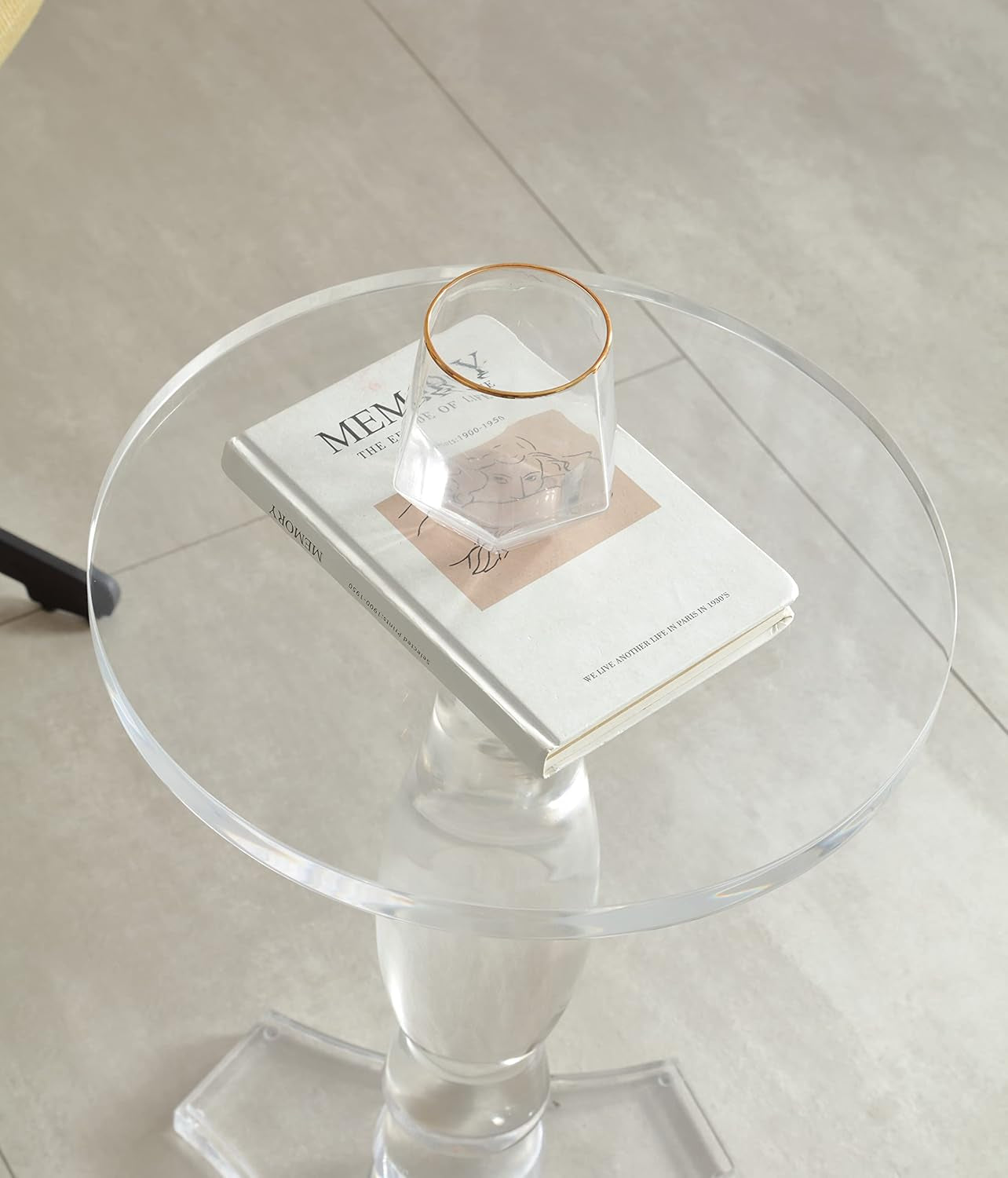 Clear Acrylic Small End Table,Drink Table,For Office, Living Room and Bedroom, 12X12 Inch，20 Inch High
