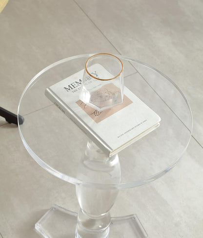 Clear Acrylic Small End Table,Drink Table,For Office, Living Room and Bedroom, 12X12 Inch，20 Inch High