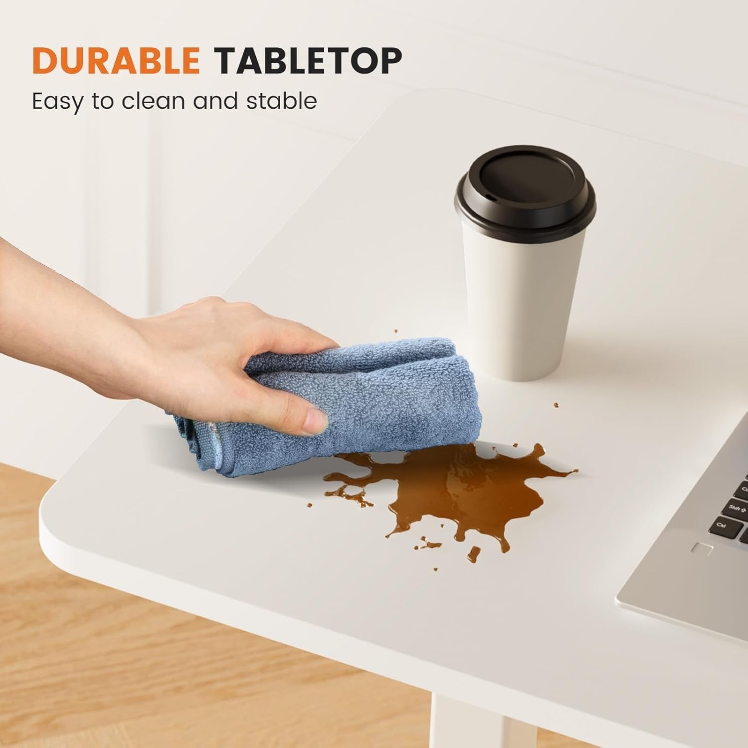 Overbed Bedside Table with Wheels, Adjustable Hospital & Home Use Bed Rolling Laptop Table, Mobile Standing Desk, White