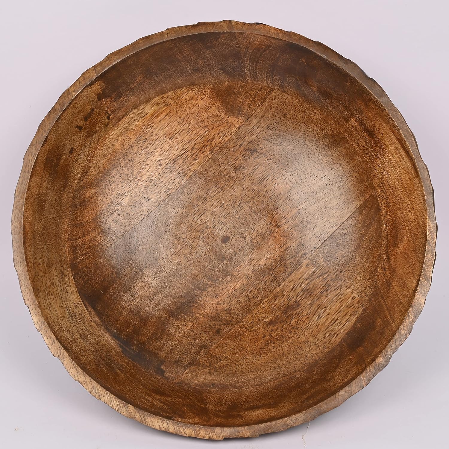 Mango Wood Decorative Wooden Bowl Hand Carved Home Decor for Dining Table Center, Living Room, Kitchen Décor (12" X 12' X 4.75")