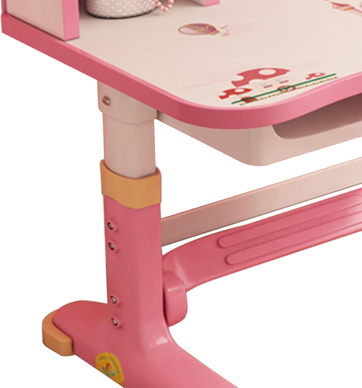 Kids Adjustable Study Desk & Chair Set W/Storage,Drawers,Bookshelf,Child Toddler Writing Homework Table,Little Girl Work Computer Desk,Princess Preschool Desk,Escritorio Mesas Para Niña (Pink A)