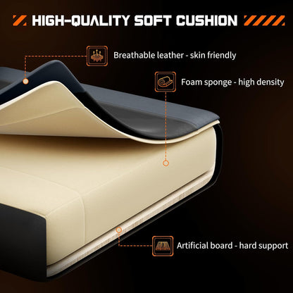 Video Game Desk Chair - Ergonomic Computer with Footrest and Comfy Lumbar Support, PU Leather Recliner with Headrest, Fixed up Armrest, Height Adjustable with 360° Swivel, for Adults, Grey