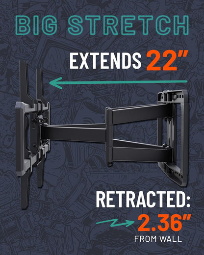 Maxmotion TV Wall Mount for Large Tvs 42" to 90" - Full Motion Has Smooth Swivel, Tilt, & Extension - Universal Design Works with Samsung, Vizio & More - Includes Hardware & Drill Template