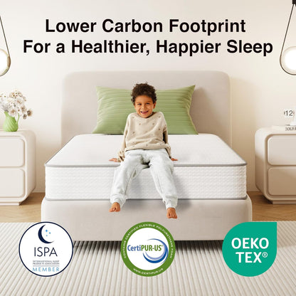 Twin Mattress, 8 Inch Twin Size Mattresses in a Box with Smarts™ Coil for Pressure Relief, Medium Plush Foam and Spring Hybrid Colchones with Certipur-Us Certified for Kid for Kidss