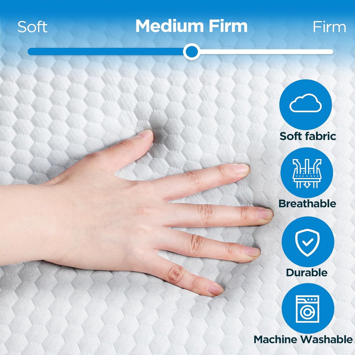 Folding Mattress Queen Size,6 Inch Tri-Fold Memory Foam Mattress Topper with Washable Cover, Non-Slip Bottom Guest Bed Queen Size, 78" X 58" X 6"